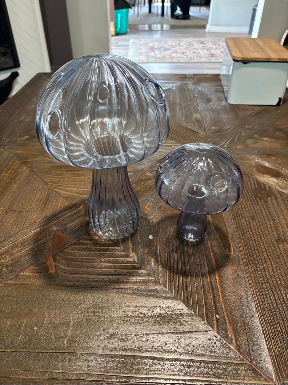 Smoky Gray Glass Mushroom Accent Set - Home Accents